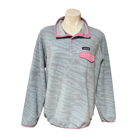 Patagonia Synchilla Snap-T Recycled Fleece Pullover Eucalyptus Berlin Blue Large - Picture 4 of 13